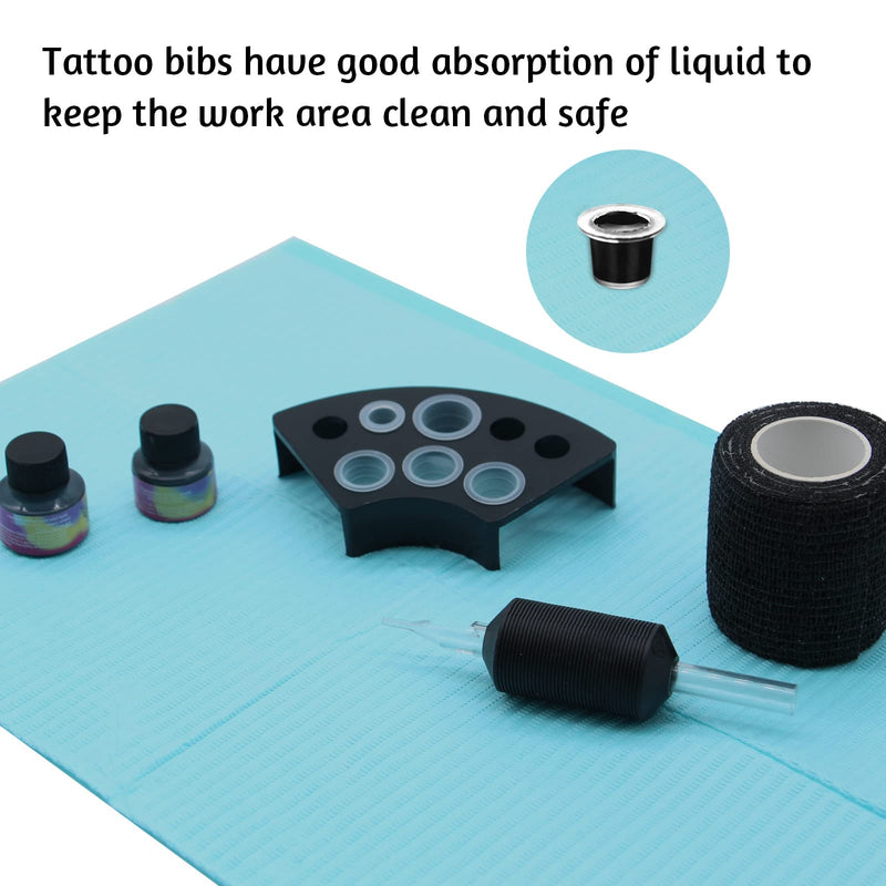 Rayyl Dental Bibs Blue Pack of 50 Disposable Waterproof Tattoo Bibs Tattoo Tablecloths Clean Pad Clean Tattoo Tray Tattoo Accessories Blue-50pcs