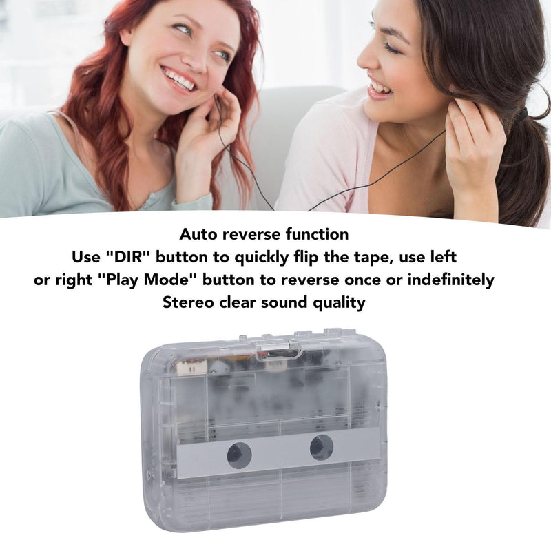 [AUSTRALIA] - VBESTLIFE Portable Cassette Player Recorder with Bluetooth Transmitter, Cassette Tape Player with 3.5mm Headphone Jack,Powered by AC Adapter or AA Battery (Clear) Clear 