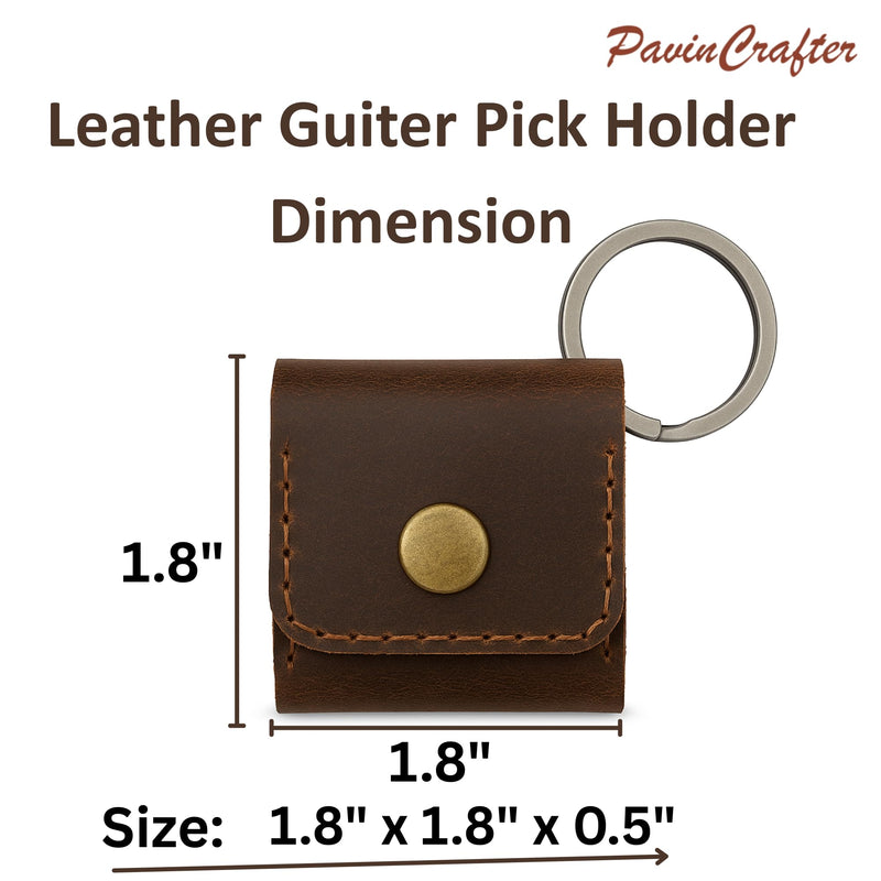 [AUSTRALIA] - Leather Guitar Pick Holder Case – Handmade Brown Guitar Pick Sleeve, Keychain Pick Bag, Gift for Guitarist, Pick Organizer Pouch (Brown) 