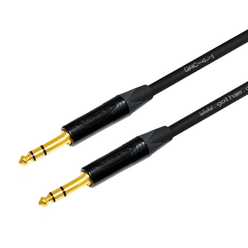 WORLDS BEST CABLES 15 Foot - Gotham GAC-4/1 (Black) - Star Quad - 2xShielded (100% Coverage) Balanced Patch Cable w/Neutrik NP3X-B ¼ Inch (6.35mm) TRS Plugs - Custom Made