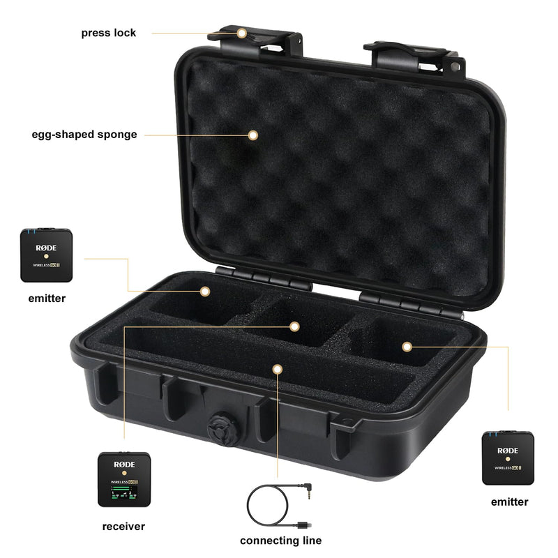 [AUSTRALIA] - Liyirui Microphone Case, Wireless Lavalier Microphone Storage Case with Foam,Portable Case for Wireless GO II Dual Channel Compact Digital Wireless Microphone,Waterproof Safety Box,Compact 