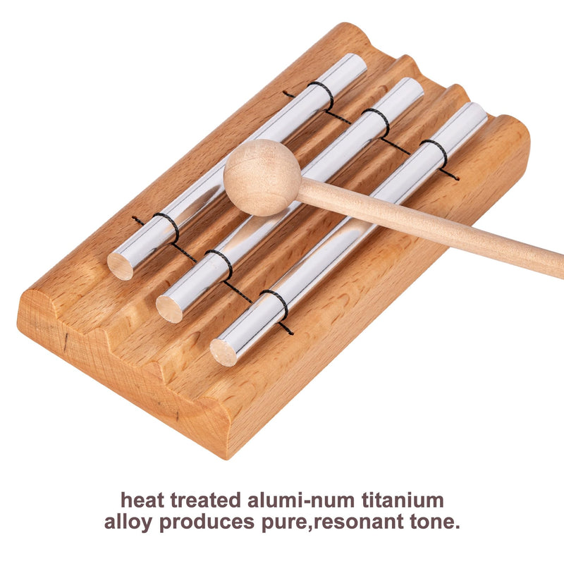 Natural Wood Durable Meditation Chimes, Mindfulness Single/Trio Hand Bell, Music Classroom Supplies Teacher Tools, Percussion Instrument Reminder for Prayer Yoga Eastern Energies Music Eid Trio