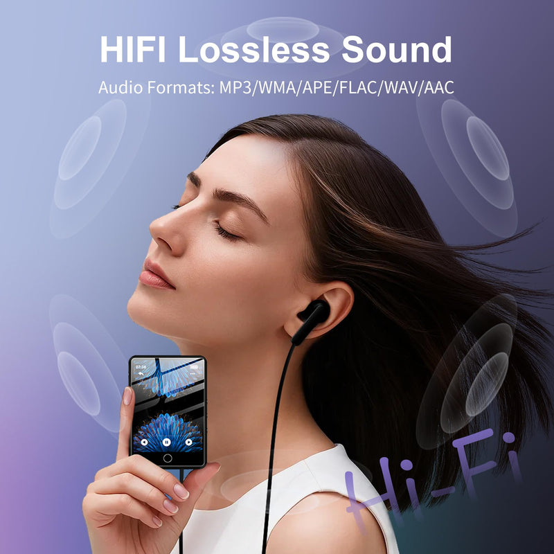 [AUSTRALIA] - 2.8" Display Bluetooth MP3 Player, Portable HiFi Music Player with Bluetooth 5.4, FM Radio, HD Speaker, E-Book, Voice Recorder & Earphones, Black 