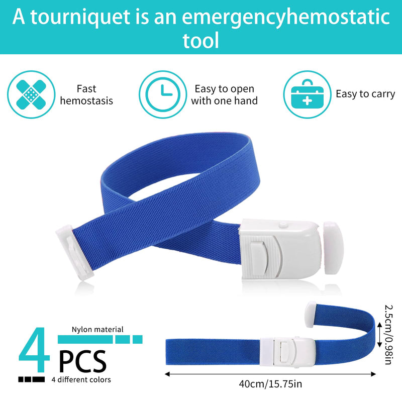 svpfuo Pack of 4 Storage Tubes, Tourniquet, Vein Congestion, Suitable for Outdoor Emergency Nursing, Pulse Pressure Band, First Aid Compression Band for Home, Adopting ABS, Nylon, Spandex Made of