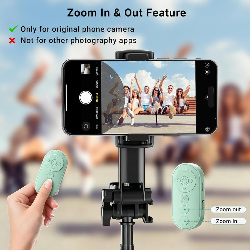 Rechargeable Camera Remote for iPhone Android, Zoom Control | Zoom Control | Front/Rear Camera Switch, Photo & Video Shutter, TikTok Scrolling, Page Turner, bluthooth 10m Wireless Clicker Green