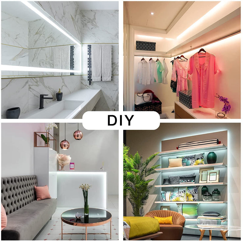 DAYBETTER White LED Strip Light, 20ft Dimmable Bright Rope Light, 6500K 24V Light Strips, 360 LEDs 2835 Tape Lights for Bedroom, Kitchen, Mirror, Home Decoration Daylight White