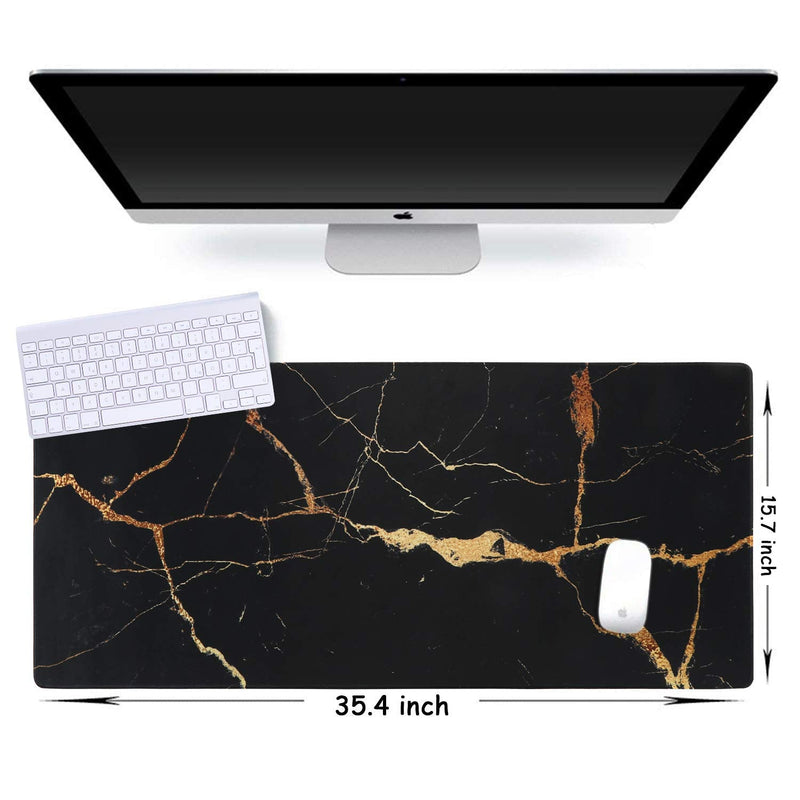 iLeadon Extended Gaming Mouse Pad - Non-Slip Water-Resistant Rubber Base Computer Keyboard Mouse Mat, Desk Pad 35.1 x 15.75-inch 2.5mm Thick XX-Large, Ideal Partner for Work & Game,Black Gold 3-Black Gold