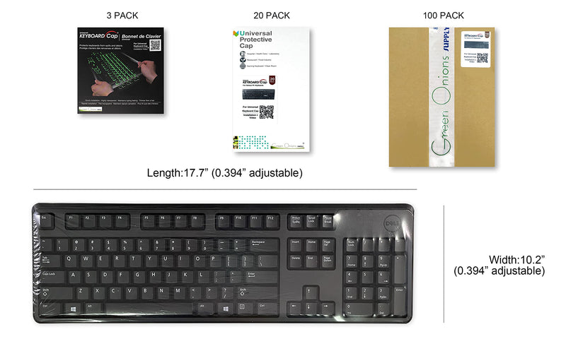 Green Onions Supply[3 Pack] Universal Fully Covered Flat Style 0.025mm Wipeable Superb Tactile Feeling Waterproof Anti-Dust Keyboard Cap Cover for Desktop Keyboard with Numeric Hospital/Dentist Use
