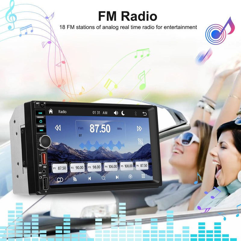 Double Din Car Stereo with Wireless Carplay Android Auto, 7 inch IPS Touch Screen Car Radio Bluetooth Hands-Free Online Video Mirror Link FM Radio EQ USB/SD/AUX Input SWC 7-Inch (New)