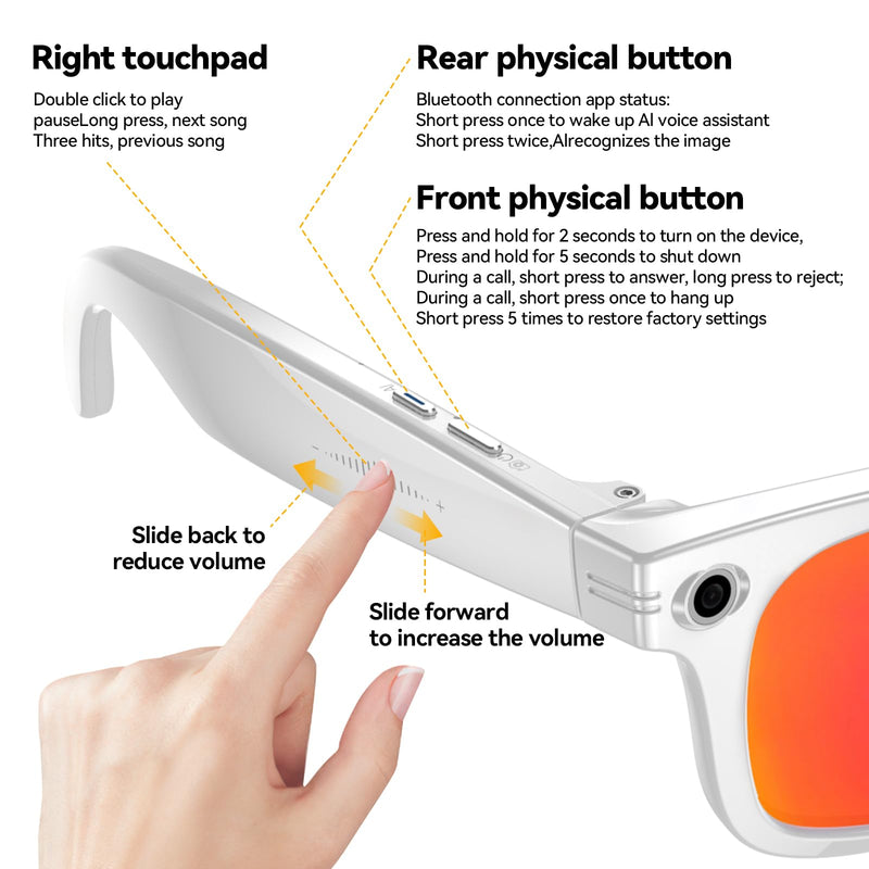 W610 Smart AI Glasses with Camera and Translation – high-Speed Wi-Fi Transfer, Dual-mic Noise Cancellation, All Wrapped in a Fashion-Forward Streamlined Frame with Statement colorways. Black