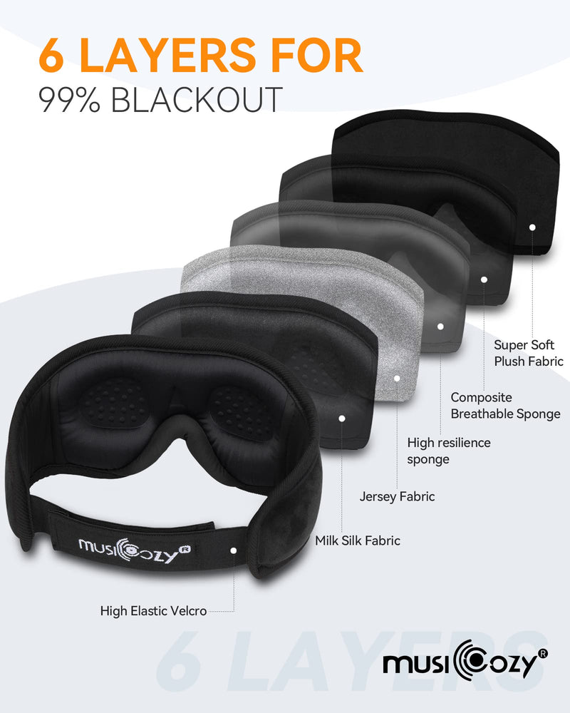 MUSICOZY 3D Sleep Headphones Bluetooth Sleeping Eye Mask & Bluetooth 5.4 Module Kit with Speakers and Charging Cable