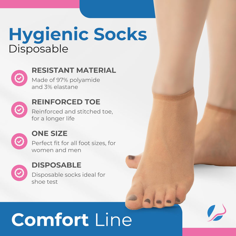 Refill 500pcs Disposable Hygienic Try On Socks, Comfort Line, Unisex, One Size Beige
