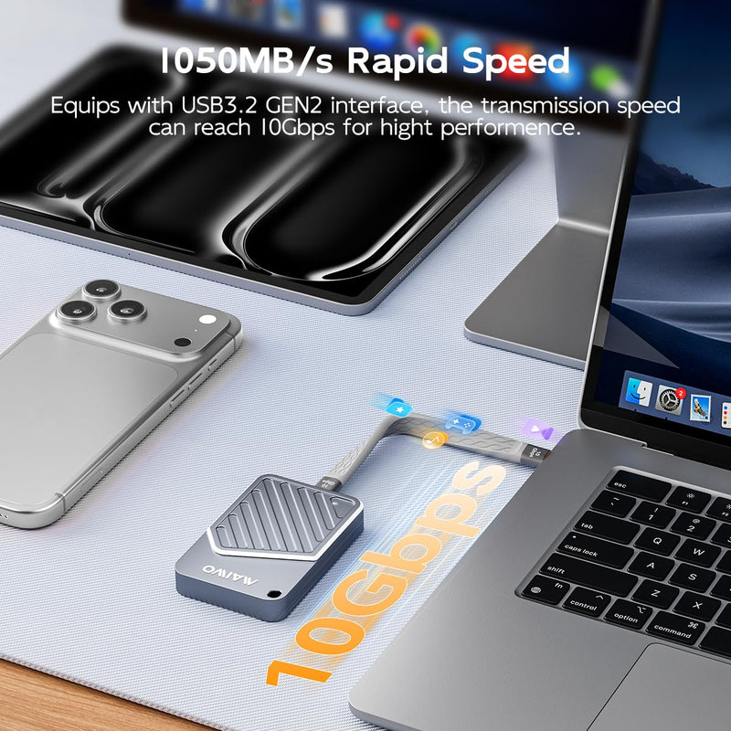 MAIWO Magnetic NVMe Enclosure for 2230/2242 SSDs, USB-C 10Gbps NVMe Reader Fit for iPhone 15/16/17 Pro Max/Android Smartphone,Support 4K ProRes,Windows,macOS,Linux