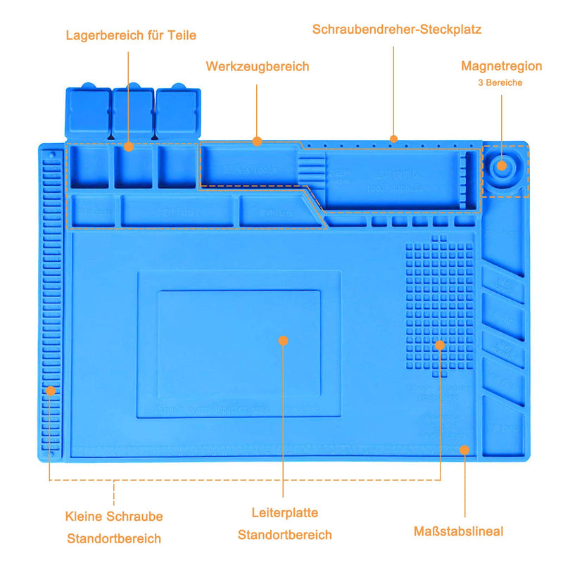 Soldering Mat, 45 x 30 cm Antistatic Repair Mat, Soldering Work Mat with Scale and Screw Position for Soldering, Soldering, Repairing Electronic Components, Circuit Boards 45×30cm