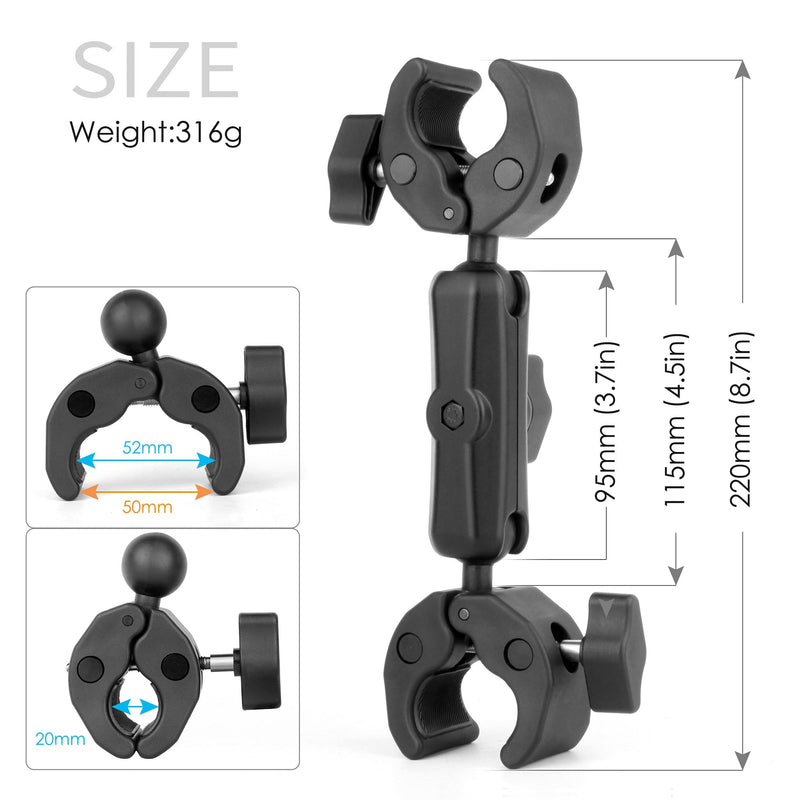 [AUSTRALIA] - Double Super Clamp Camera Mount with Magic Arm for Chair/Photography Reflector/Light/Pole, Umbrella Clamp with 360° Rotation Double Ball Head Adapter for Golf Push Carts/Strollers/Wagons 