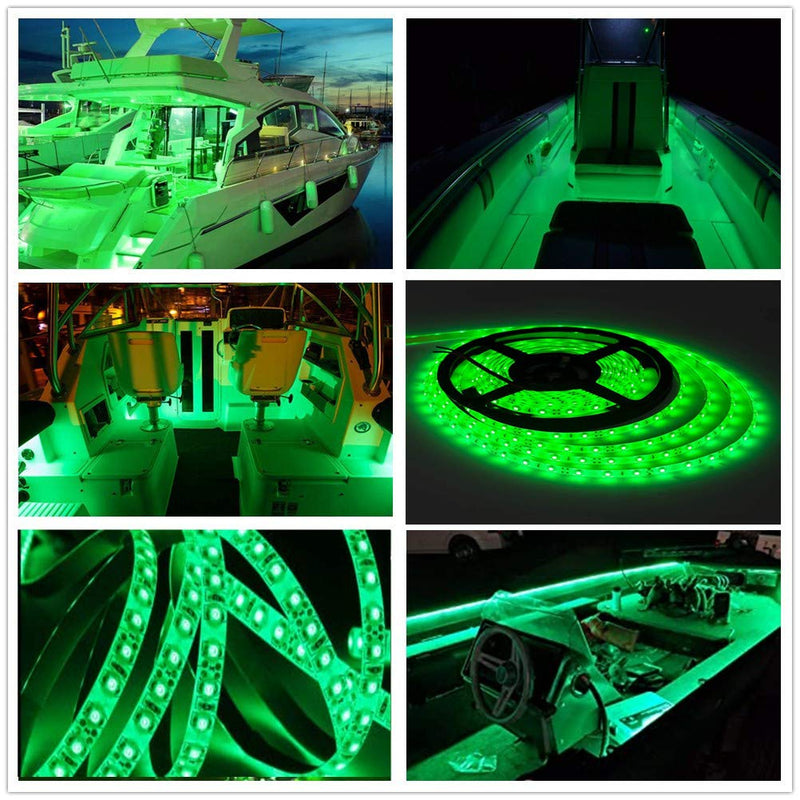 LED Boat Strip Lights, 32.8FT Marine Pontoon Led Lights, Waterproof Boat Interior Light, Under Gunnel Lights, Boat Deck Light, Night Fishing Lights, Good for Pontoon Bass Fishing Yacht Kayak (Green) Green