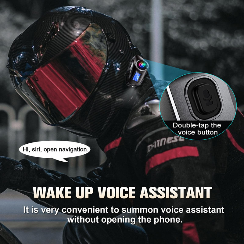 Motorcycle Intercom Helmet Bluetooth Headset with Mic IP65 Waterproof Noise Cancelling 500m Range Intercom Headphones with Microphone Helmet Motorcycle Hands-Free Communication System Universal Fit Black