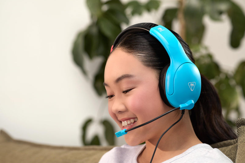 [AUSTRALIA] - Turtle Beach Airlite Fit Wired Gaming Headset: Officially Licensed for Nintendo Switch, Nintendo Switch 2/Lite/OLED Model - Flip-to-Mute Mic, Over-Ear Comfort Cushions, 40mm Speakers - Neon Blue & Red 