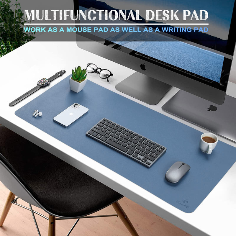 K KNODEL Desk Mat, Mouse Pad, Desk Pad, Waterproof Desk Mat for Desktop, Leather Desk Pad for Keyboard and Mouse, Desk Pad Protector for Office and Home (Lake Blue, 35.4" x 17") Lake Blue 35.4" x 17"