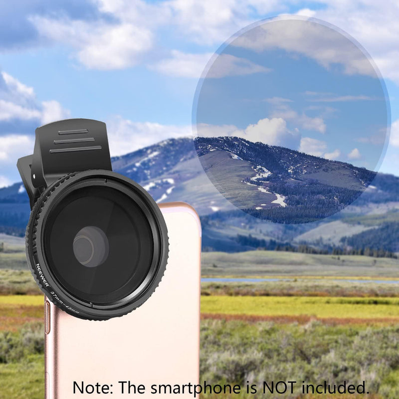 NEEWER 37mm Clip On ND2-ND400 Phone Lens ND Filter Kit: Adjustable Neutral Density Filter with Phone Clip Compatible with iPhone 14/14Pro/14Pro Max Samsung Android Smartphones iPad and More
