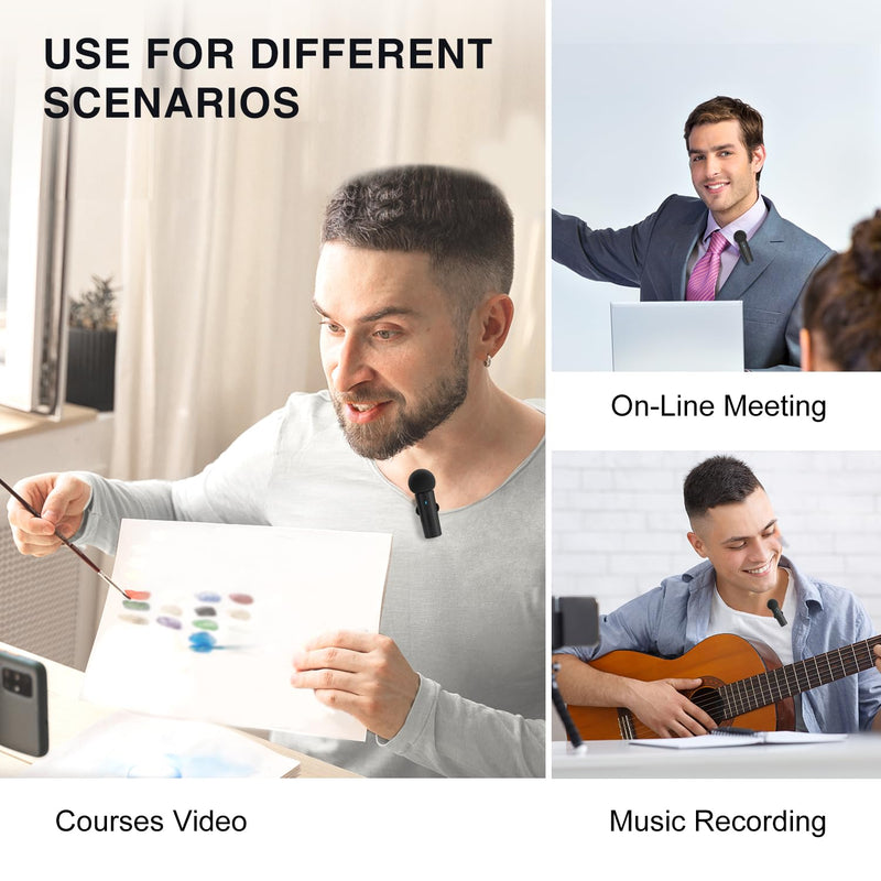 FIFINE Wireless Lavalier System with 2 Microphones, Lapel Mic Clear Sound for YouTube Video Interview Vlog, Dual Mini Mic with Type C Receiver for Android Phone/Tablet/Iphone15(USB C) Laptop-M8 M8 (Two Mics)