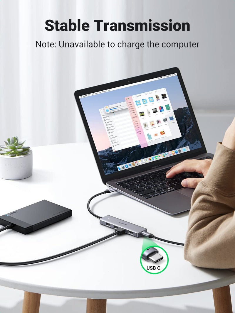 UGREEN USB C Hub 4 Ports USB 3.1 Type C to USB 3.0 Hub Adapter with Micro USB for MacBook Pro, iMac, Samsung Galaxy S21 S20, LG, Google Chromebook Pixelbook, Dell XPS, Oculus Rift S, Lenovo Yoga 720