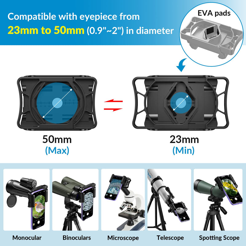 [AUSTRALIA] - APEXEL Telescope Phone Adapter, Binocular Photo Adapter for Android & iPhone, Phone Holder Mount for Telescope, Monocular, Binocular, Microscope, Spotting Scope. (Including Bluetooth Shutter Remote) With Shutter Remote 