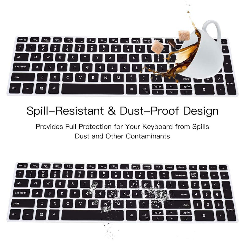 Keyboard Cover for 2021 Dell Inspiron 15 3000 3501 3502 3505, Dell Inspiron 15 17 5000 5584 5593 5594 5598 5501 5502 5505 5508 5509, 7000 7500 7590 7591 7501 7506 7706 7790 7791 Keyboard Skin, Black