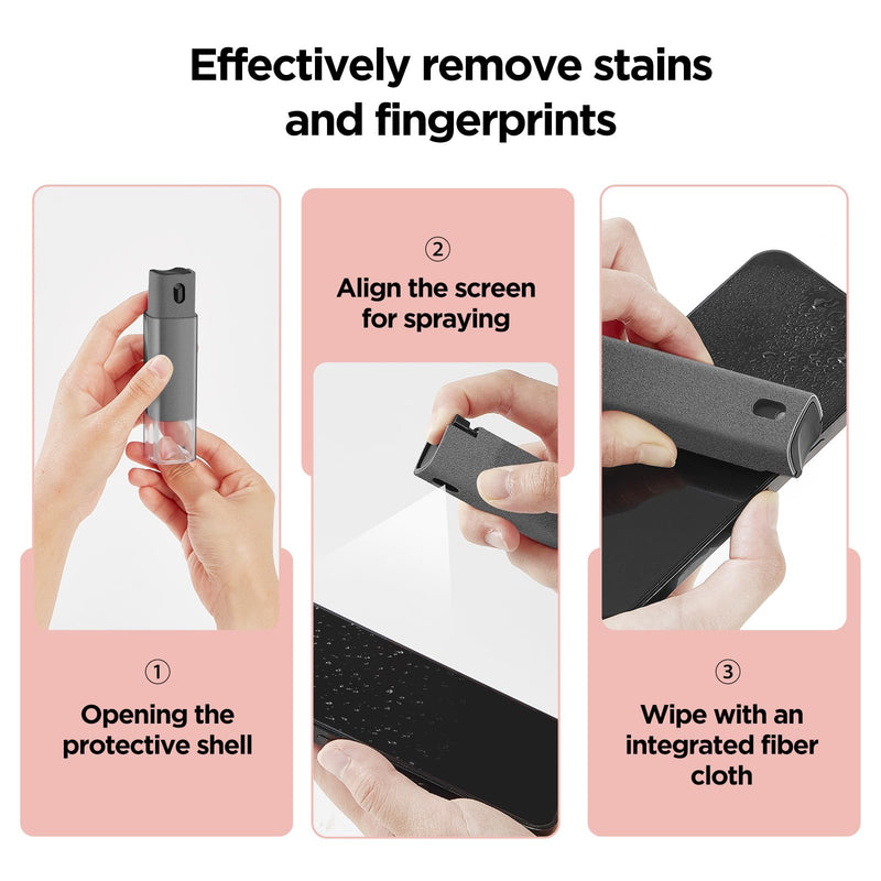YTT Screen Cleaner, All-in-One Spray & Wipe Cleaner, with Transparent Protective Shell for All Phones, Laptop and Tablet Screens (Gray) Gray