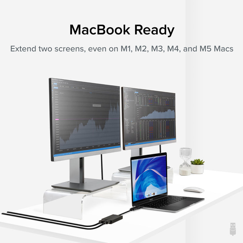 Plugable Dual HDMI Monitor Adapter for M1-M5 & Neo macOS, Windows, ChromeOS - USB-C, Thunderbolt, USB 3.0 Compatible, Supports 2 Displays at 1080p 60Hz, SMI Driver Required