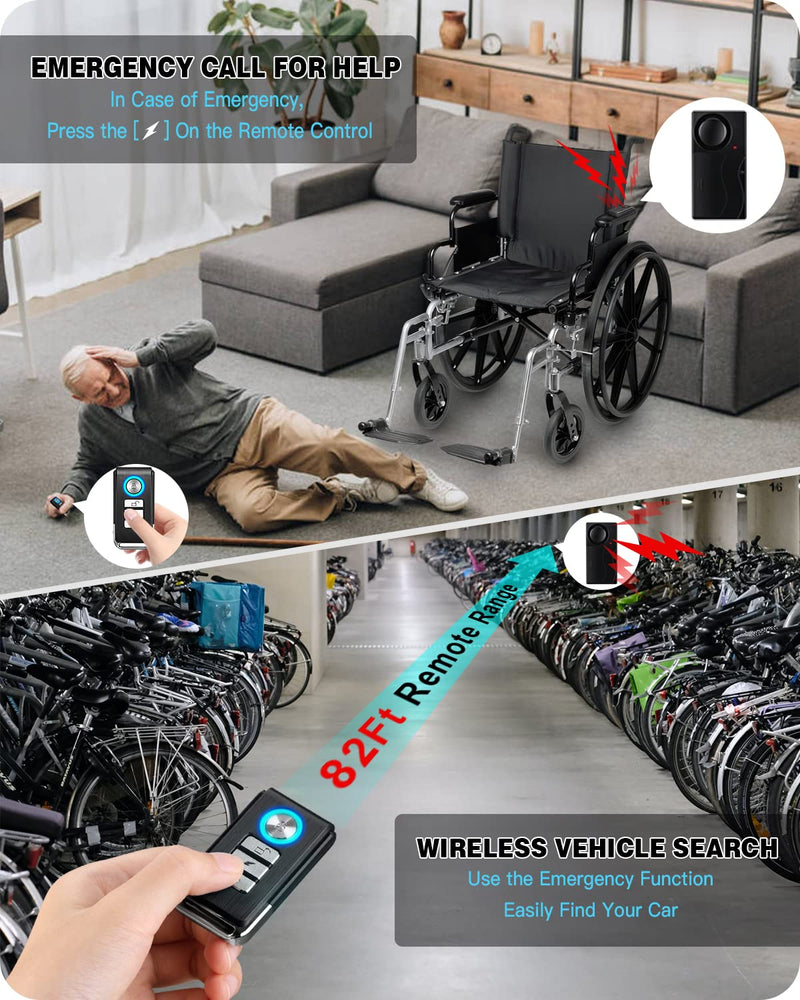 WSDCAM 110db Loud Wireless Vibration Alarm with Remote Control Anti-Theft Alarm Car Bike Motorcycle Vehicle Security Alarm Door and Window Alarm 3 Pack