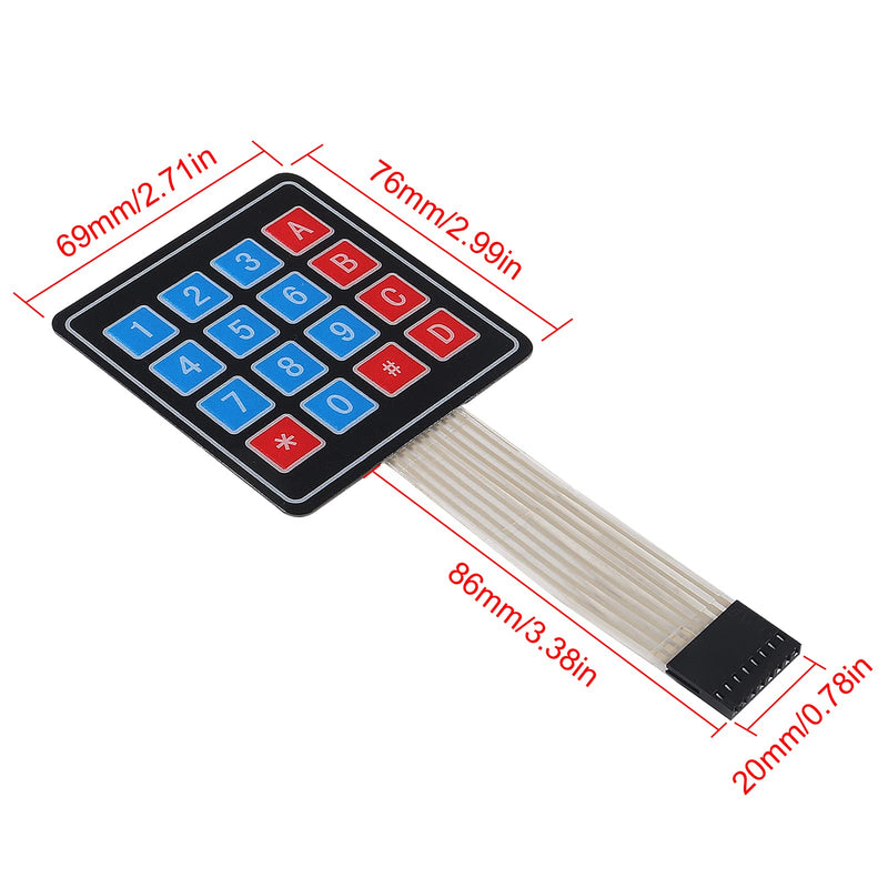 10pcs 4x4 Matrix Array Membrane Switch Keypad Keyboard 16 Key Matrix Array Membrane Switch 8pin Keypad Keyboard Microcontroller