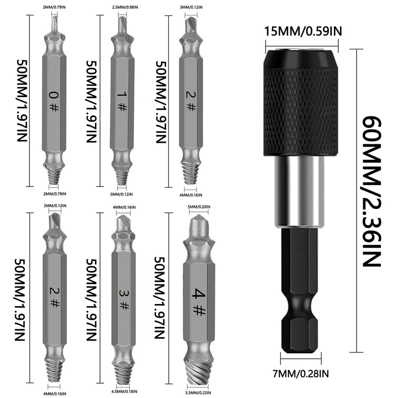 Screw Extractor, 6 Pieces, Damaged Screw Remover, Extractor, Damaged Screw Remover, Guide Set for Quick Drill for Robbed or Damaged Screws