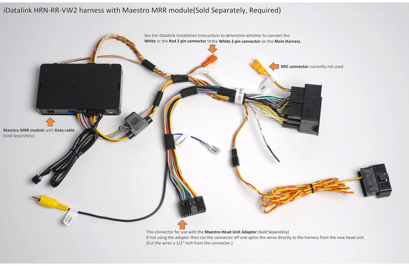 Idatalink Maestro HRN-HRR-VW2 Radio Replacement T-Harness for 2015-23 Volkswagen Vehicles (ADS-MRR or ADS-MRR2 Module Required)