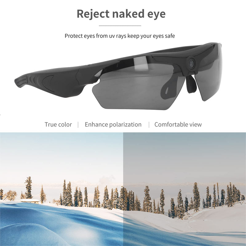 XUMIUZIY Camera Glasses, HD 1080P Sports Sunglasses Camera Video Glasses, Audio and Video Recording, Outdoor Wearable Polarized Lenses for Cycling, Hiking (Black)