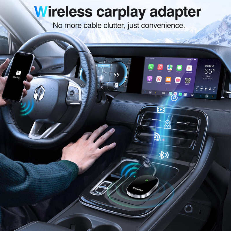 Wireless CarPlay Adapter 2025 Upgraded, Converts Factory Wired CarPlay to Wireless, Plug and Play Car Play Wireless Adapter, Compatible with iPhone Multi-User Seamless Connection Black