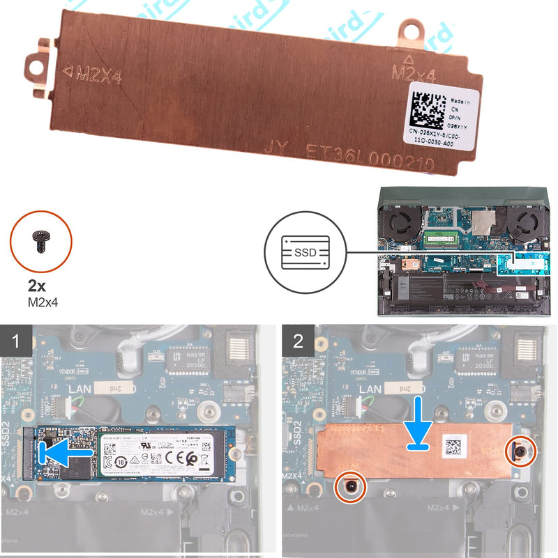 Deal4GO M.2 2280 SSD Heatsink Thermal Shield 26X1Y 026X1Y w/Support Bracket X8MY9 0X8MY9 for Dell G15 5510 5511 5515 5520 5521 5525