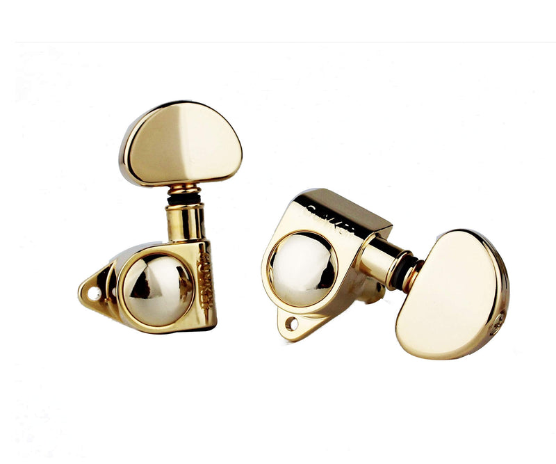 [AUSTRALIA] - Guyker Guitar Machine Heads (3L + 3R Handed) – 1:21 Sealed Tuners Tuning Key Pegs with Big handle Replacement for Electric, Folk or Acoustic Guitars – Gold, GK102G 