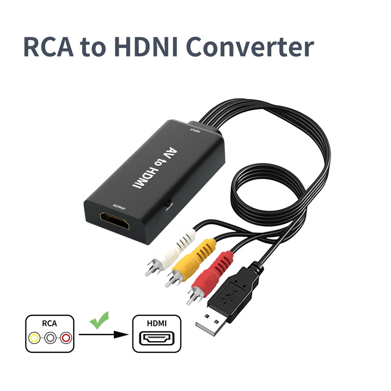 [AUSTRALIA] - RCA to HDMI, AV to HDMI Converter, 1080P Mini RCA Composite CVBS Video Audio Converter Adapter, Supports PAL/NTSC, Suitable for TV/PC/PS3/STB/Xbox VHS/VCR/Blu-ray DVD Player RCA to HDMI 