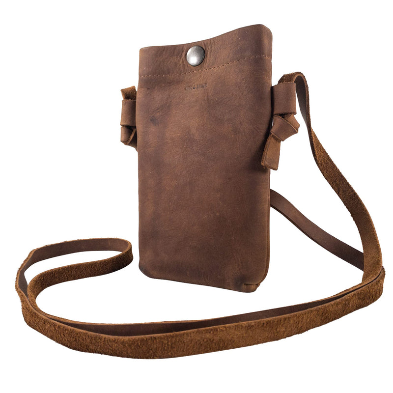 Hide & Drink, Phone Bag Handmade from Full Grain Leather - Bourbon Brown