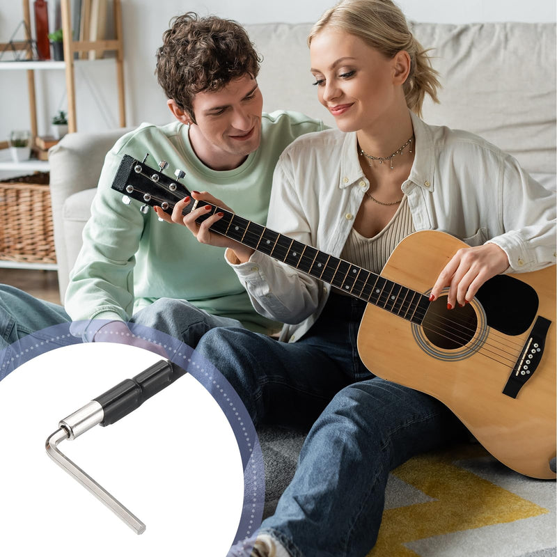 MECCANIXITY Guitar Two Way Rod, 570mm Low-Profile Guitar Rod with 4mm L-Wrench, Luthier Tools for Electric Acoustic Bass Guitars Neck Repair Adjustment, Black