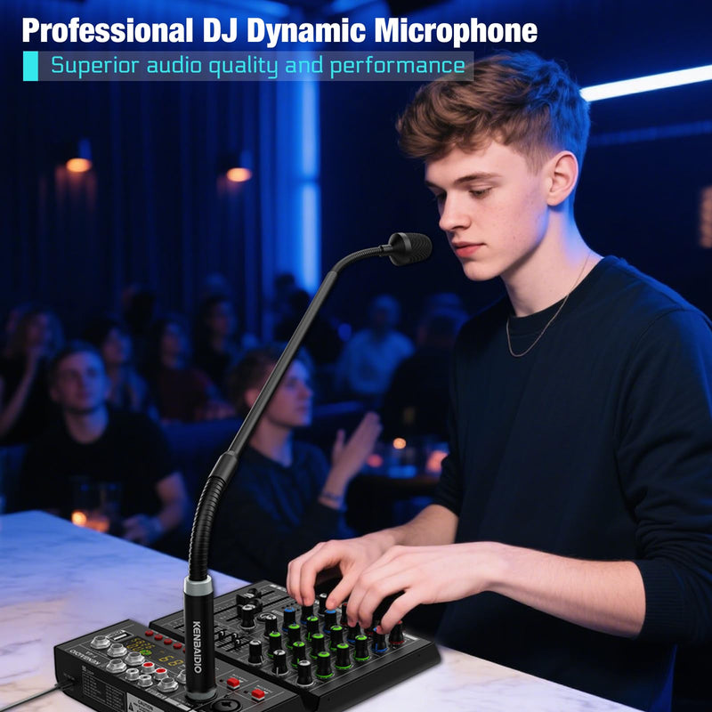 Gooseneck Microphone 23 Inch DJ Mic Professional Dynamic Bob Barker Microphone for Audio Mixer,Dedicated Disc,Shouting,KTV Bar,Podium,Conference,Metal Supports 360°Rotation,Bending,3-pin XLR