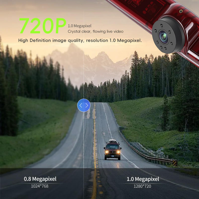 Back up Camera for Ford Transit 2012 2013 2014 2015 High Mount Third Brake Light Backup Camer IP67 Waterproof Reverse Camera with 140°Viewing Angle Night Vision Rear View Camera P1