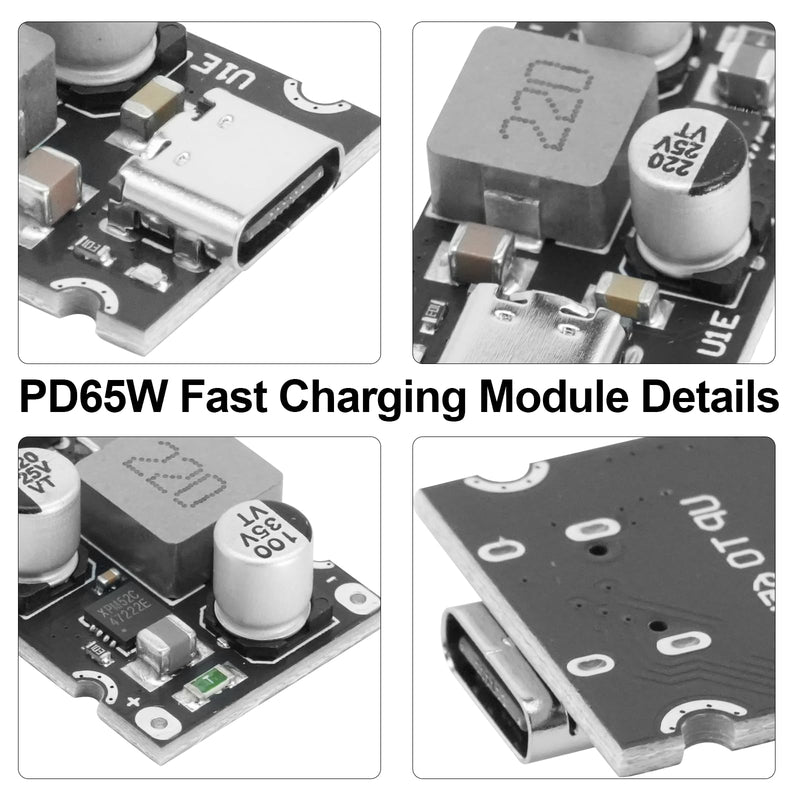 PD65W Fast Charging Module, QIQIAZI Fast Charging Module 12V-30V to USB-C PD3.1 QC3.0 with Type-C Port, USB Buck Converter DC-DC Step Down Module for Phone Quick Charging (Pack of 5)