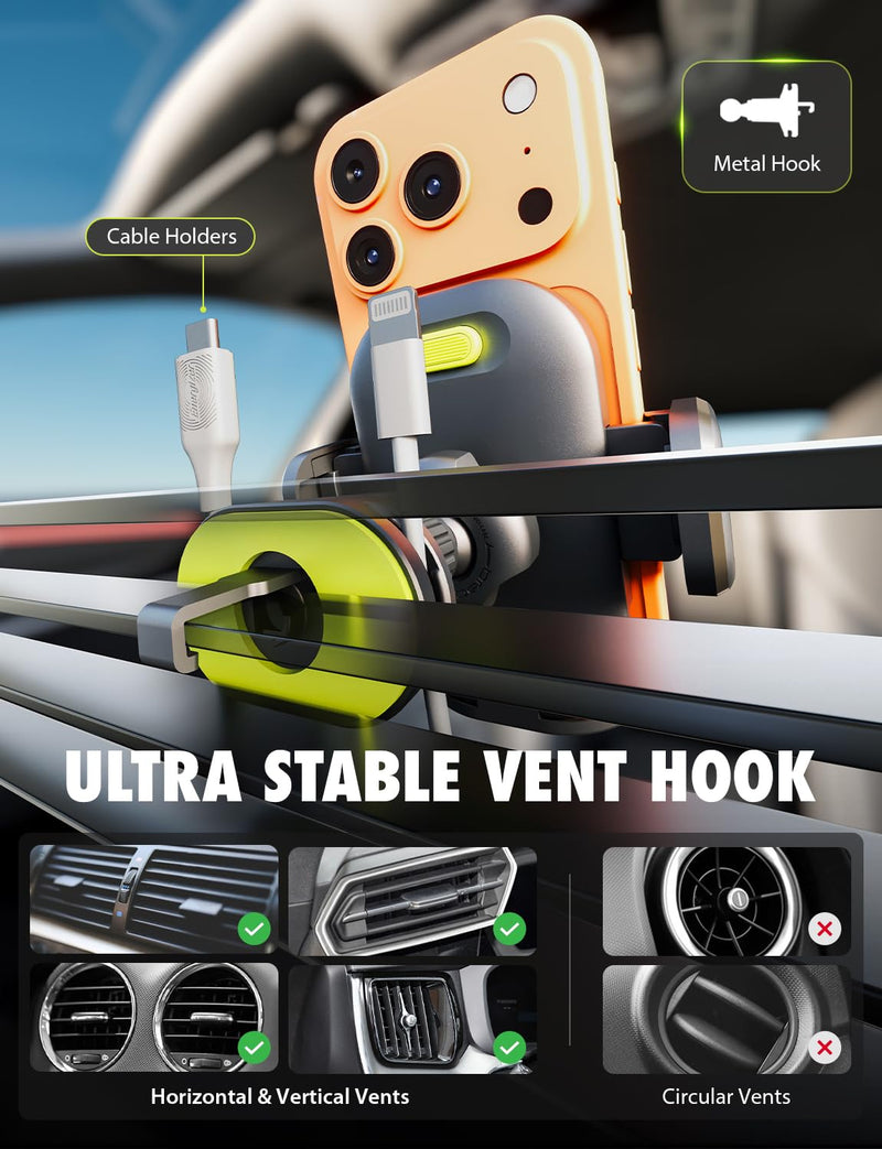 Bracketron Easy OneClick 3-in-1 Truck Phone Holder, Dash Vent & Windshield | Heavy-duty suction cup phone mount with 360° telescoping arm and hands-free clamp for trucks and vehicles Dashboard & Windshield & Air Vent