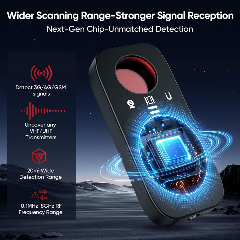 [AUSTRALIA] - Hidden Camera Detectors & Bug Detector, 2026 Upgraded Spy Camera Finder with 7 Modes | Detects RF Signals & GPS Trackers for Hotel, Office, Bathroom & Car | Portable with 720-Hour Battery Black 