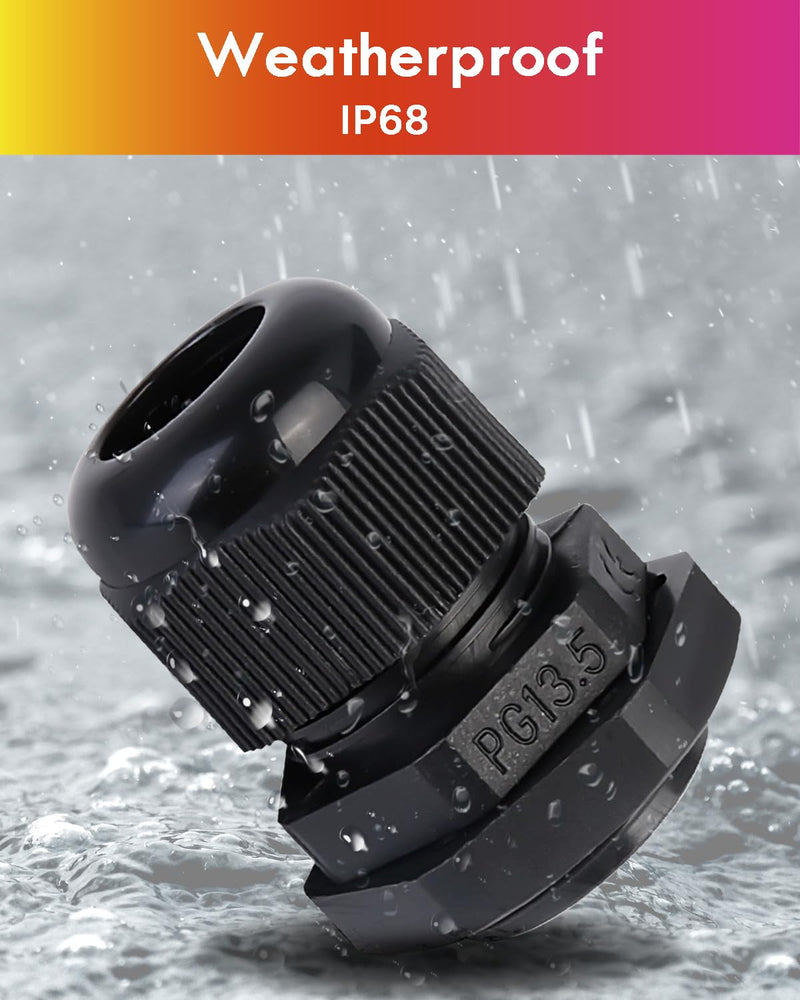 [AUSTRALIA] - Cable Gland Set with Seals, Gorffy 60 Pieces IP68 Cable Grommet Waterproof PG7 PG9 PG11 PG13.5 PG16 PG19, Cable Glands for Outdoor Garden, Plastic Nylon Cable Grommets 60 Stück 