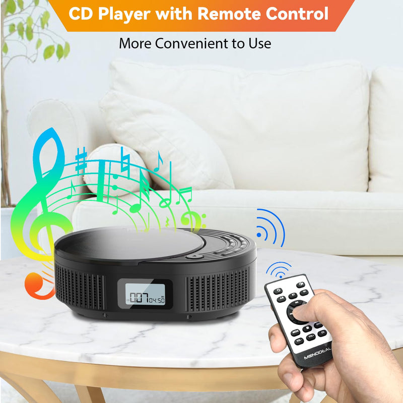 [AUSTRALIA] - CD Player Portable,MONODEAL Boombox CD Player with Bluetooth Transmitter,FM Radio & Bluetooth Speaker 2 in 1 Combo,Portable CD Player for Car/Home with Remote Control,Headphone Jack,Support AUX/USB Classic Black 