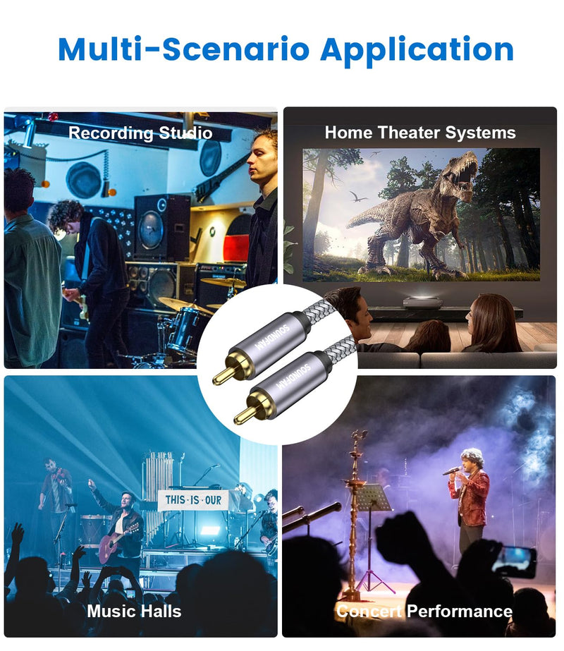 [AUSTRALIA] - Subwoofer Cable 6ft/2M,RCA to RCA Audio Cable 24K Gold Plated Plug Double Shielded Digital Analog Support Amplifier, Home Theater, Hi-Fi System, Subwoofer（2-Pack） RCA to RCA(2-Pack) 