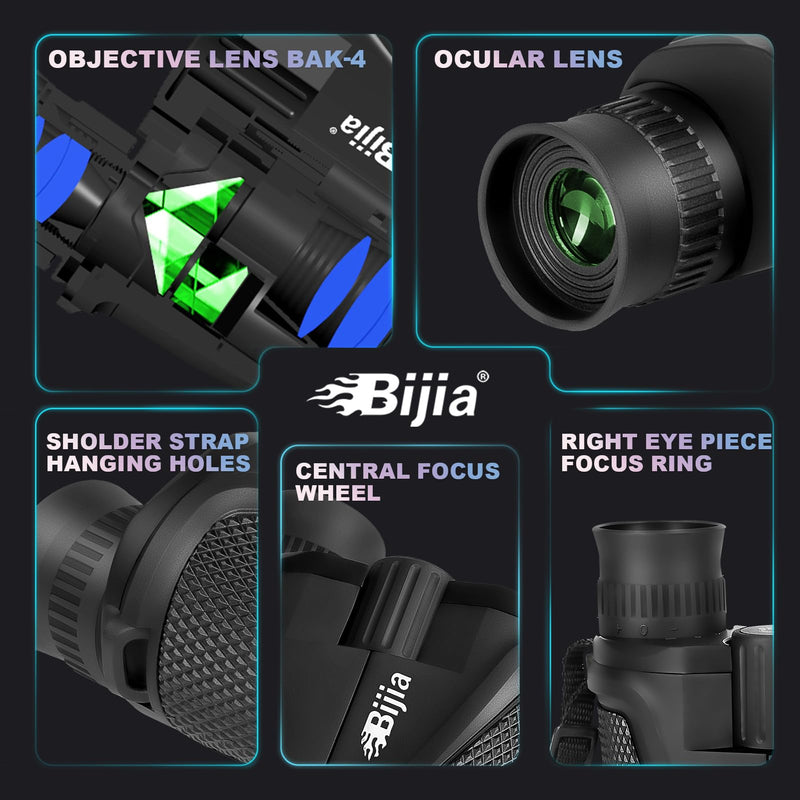 [AUSTRALIA] - BIJIA 12 x 25 Compact Binoculars for Adults and Kids, Easy Focus Small Binoculars with BAK4 Prism, Large Eyepiece, Waterproof, Low Light Vision for Travel, Hiking, Bird Watching, Hunting, Concerts 